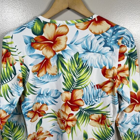 J.Mclaughlin Catalina Cloth Top Size Medium Tropical Travel Work Stretch - Picture 7 of 9